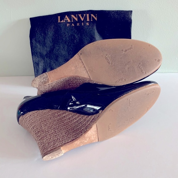 💯Authentic Lanvin Black Patent Leather wedges 9 - Picture 6 of 7